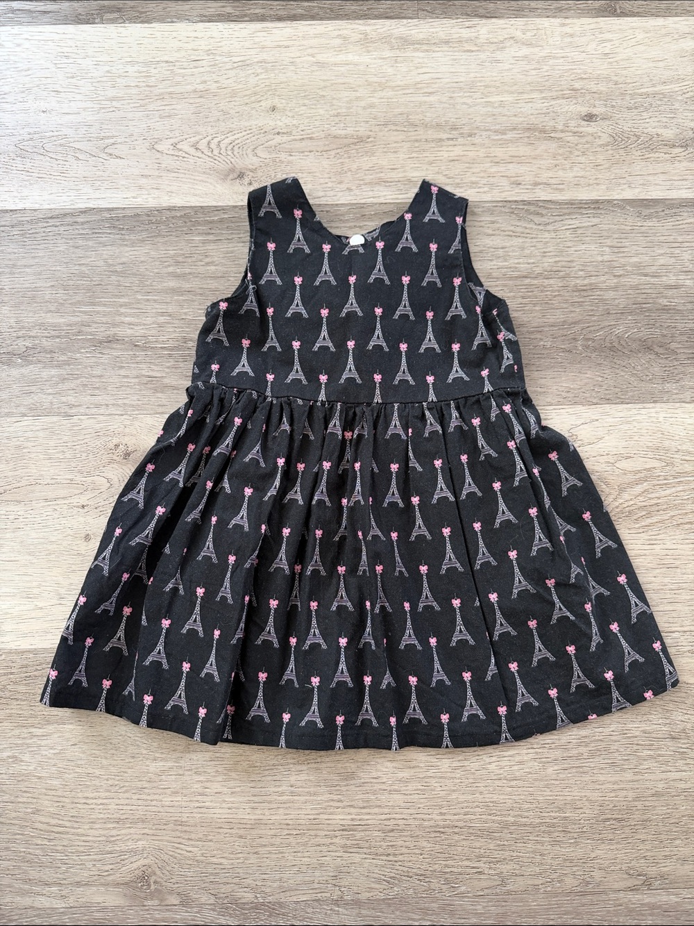Handmade OOAK Black Eiffel Tower Print Girls' Dress - Paris